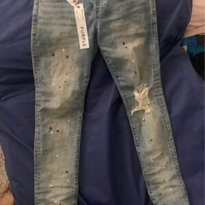 Purple Women's Light Blue Distressed Skinny Jeans